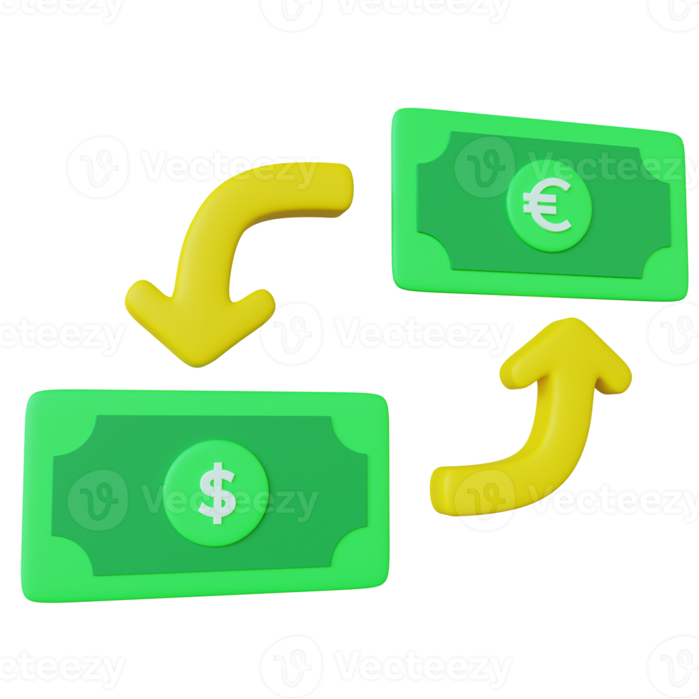 3D Money Exchage Illustration png