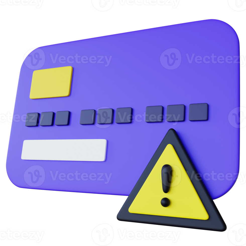 3D Credit Card Error Illustration Side View png