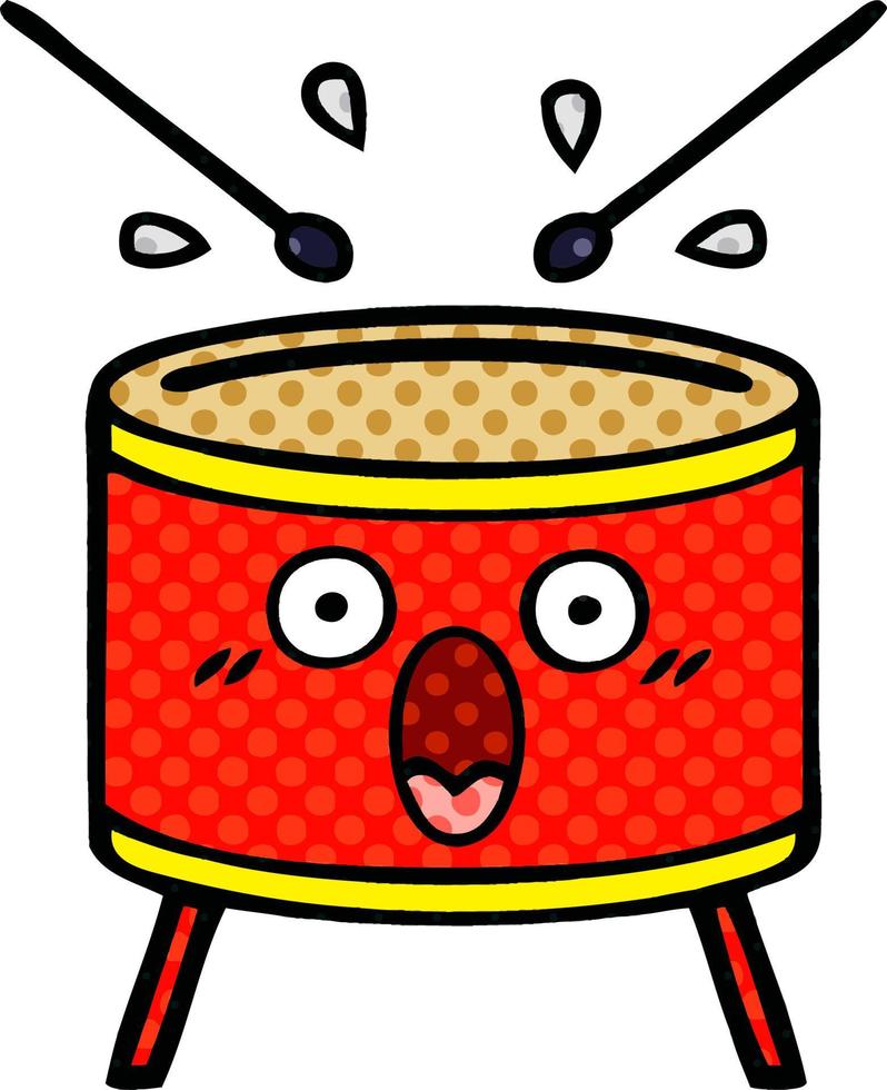 comic book style cartoon drum vector