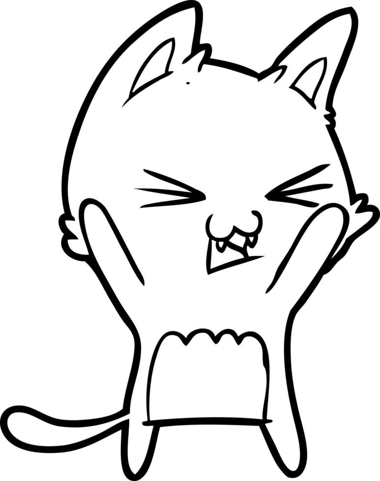 cartoon cat hissing vector