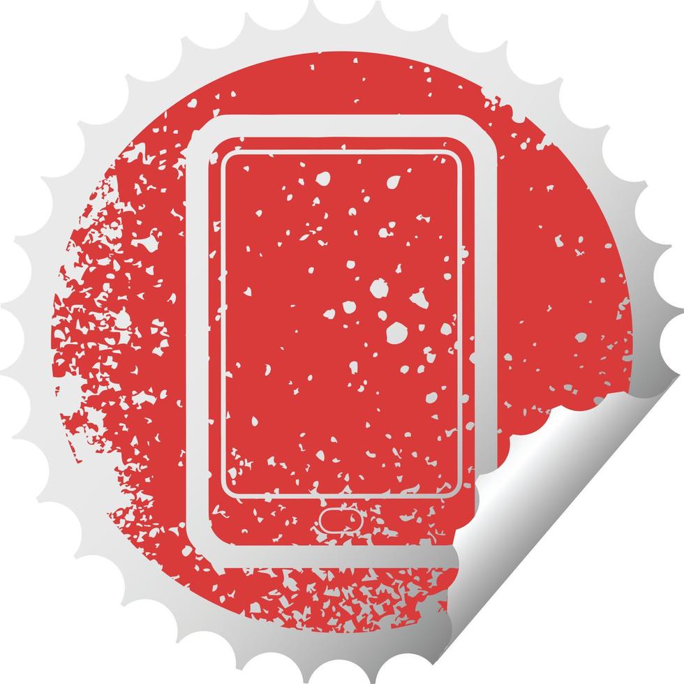 distressed sticker icon illustration of a tablet computer vector