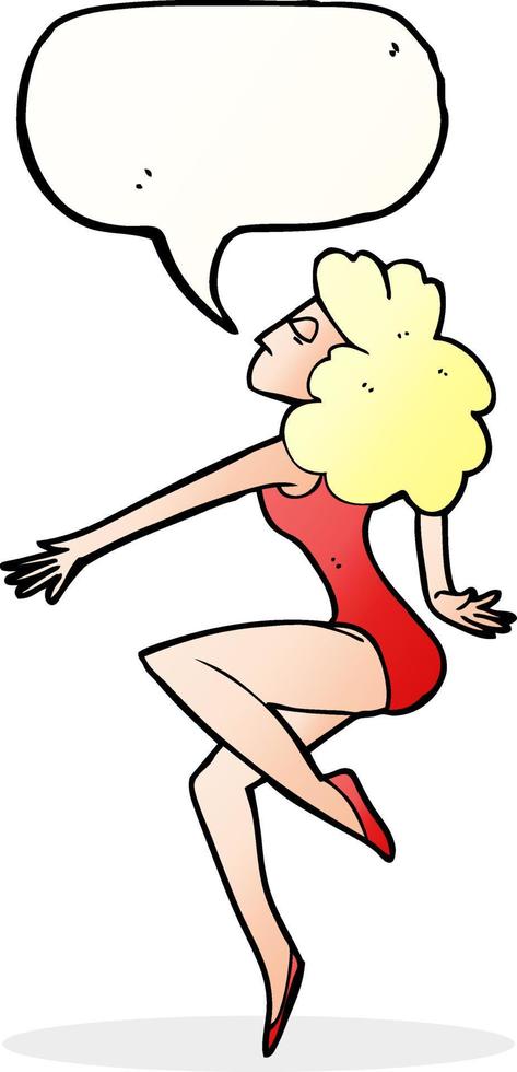 cartoon dancing woman with speech bubble vector