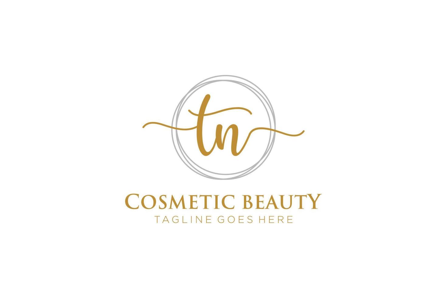 initial TN Feminine logo beauty monogram and elegant logo design, handwriting logo of initial signature, wedding, fashion, floral and botanical with creative template. vector