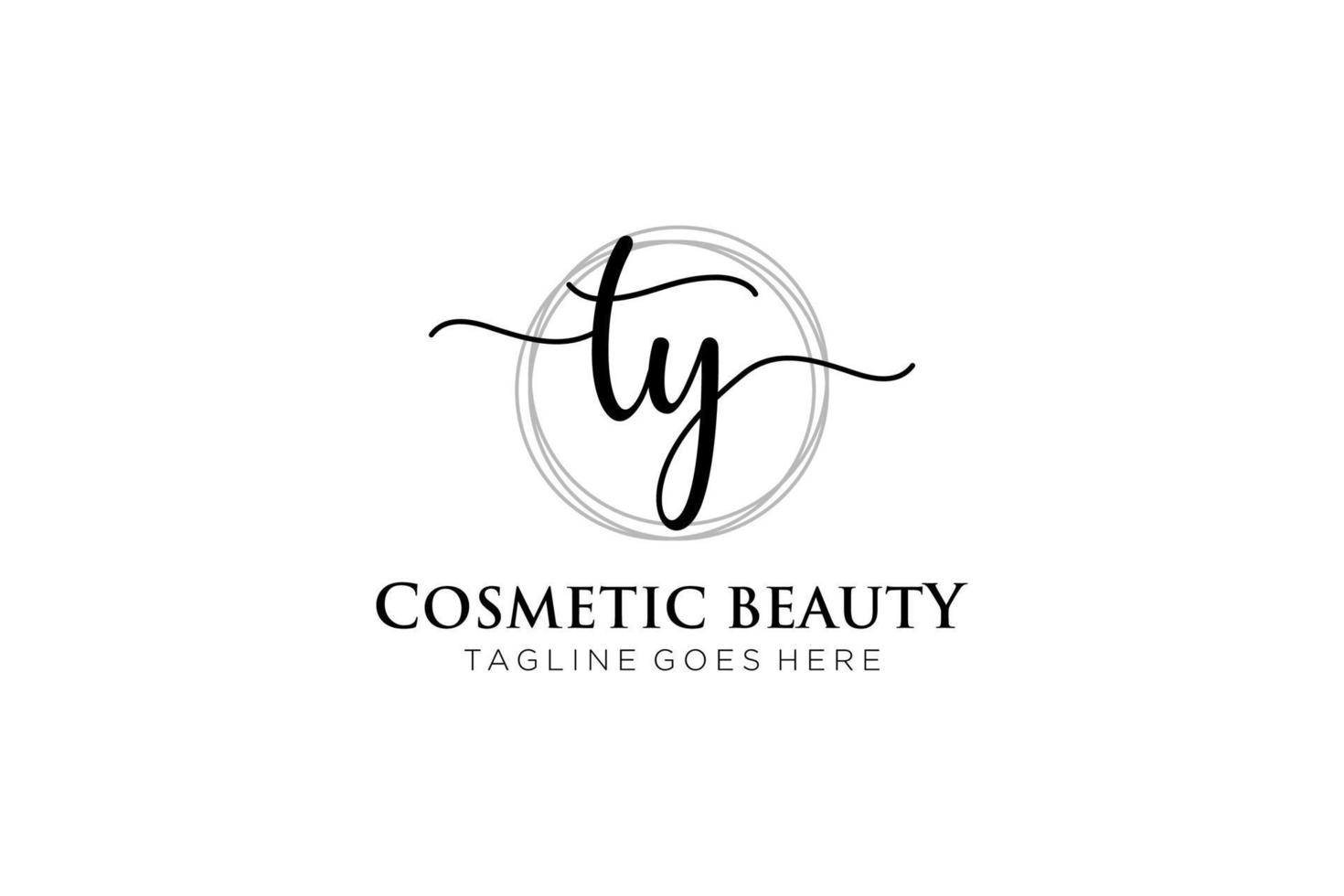 initial TY Feminine logo beauty monogram and elegant logo design, handwriting logo of initial signature, wedding, fashion, floral and botanical with creative template. vector