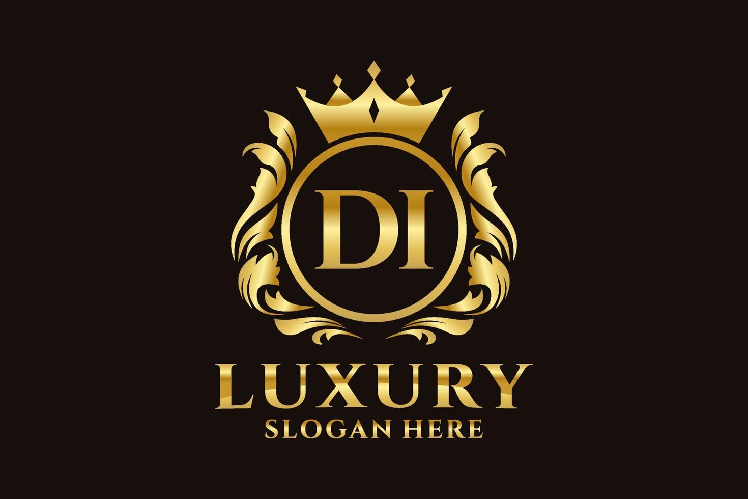 Initial DI Letter Royal Luxury Logo template in vector art for luxurious branding projects and other vector illustration.