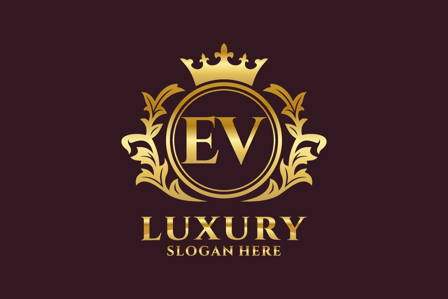 Initial EV Letter Royal Luxury Logo template in vector art for luxurious branding projects and other vector illustration.