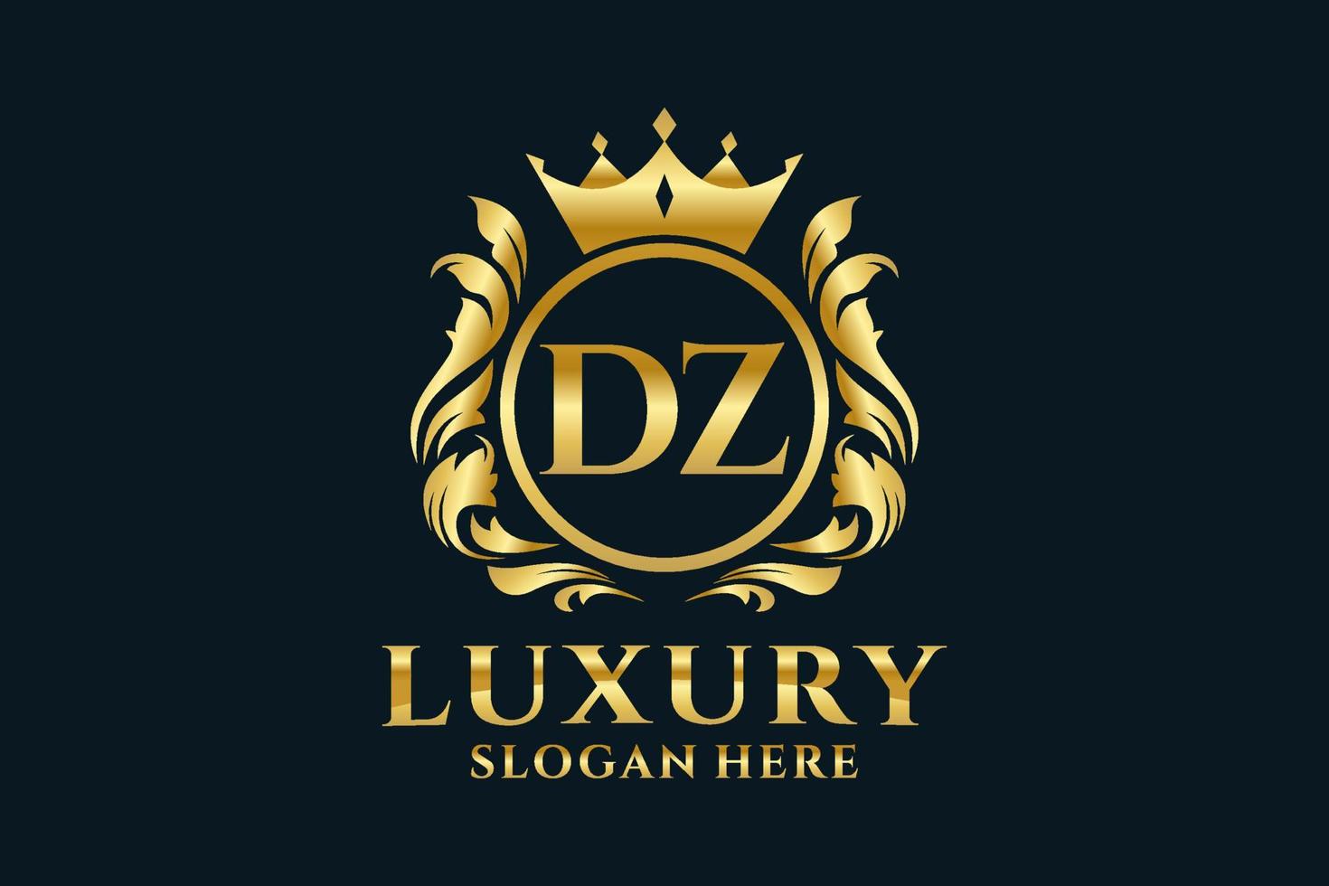 Initial DZ Letter Royal Luxury Logo template in vector art for luxurious branding projects and other vector illustration.