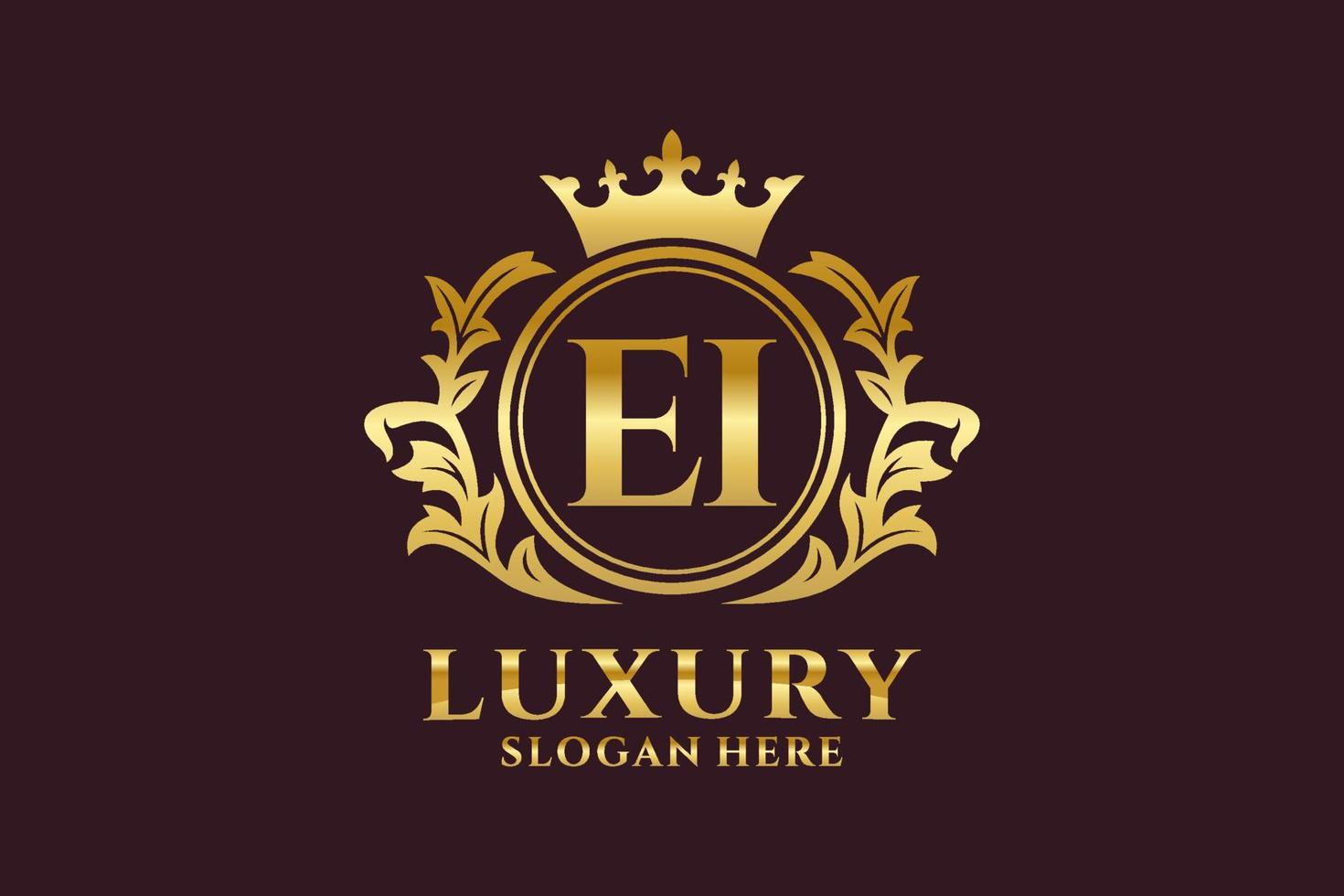 Initial EI Letter Royal Luxury Logo template in vector art for luxurious branding projects and other vector illustration.