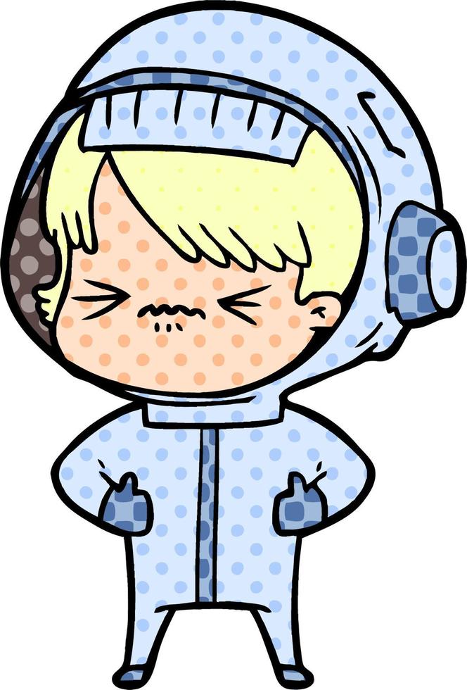 angry cartoon space girl vector