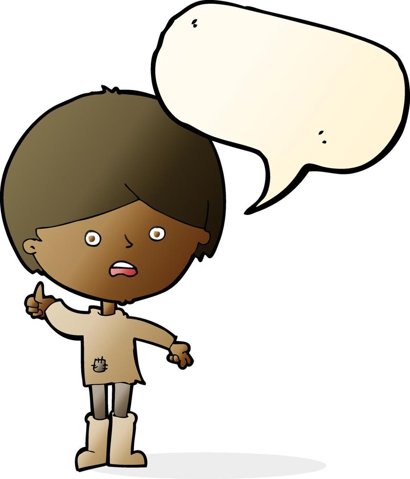 cartoon unhappy boy with speech bubble vector