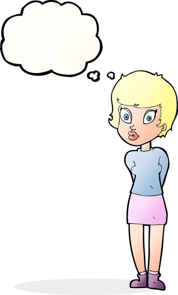 cartoon pretty woman with thought bubble vector