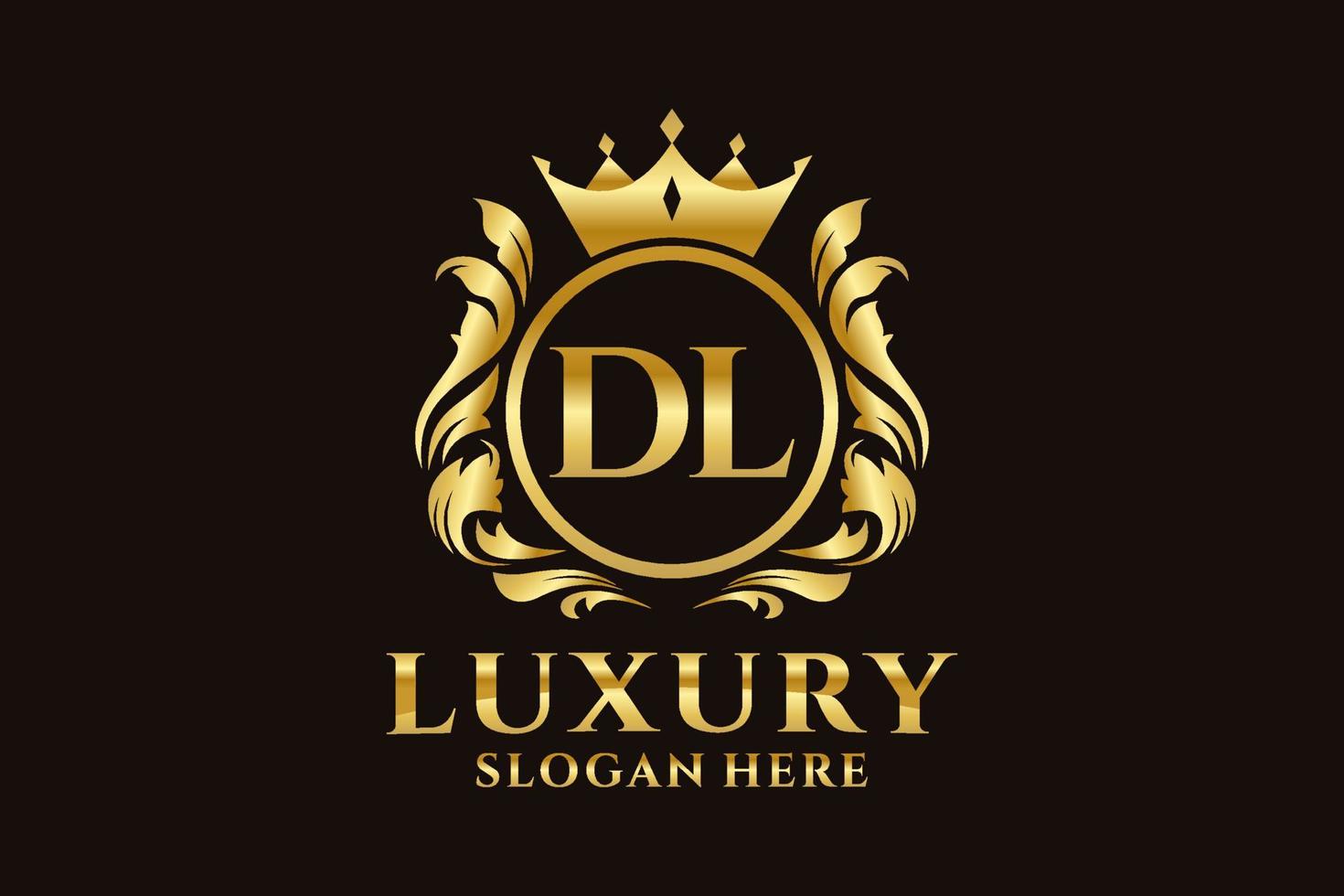 Initial DL Letter Royal Luxury Logo template in vector art for luxurious branding projects and other vector illustration.