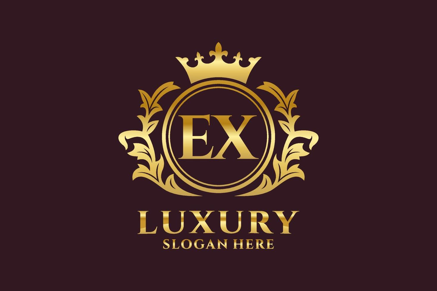 Initial EX Letter Royal Luxury Logo template in vector art for luxurious branding projects and other vector illustration.