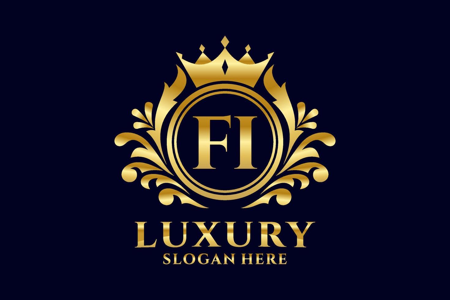 Initial FI Letter Royal Luxury Logo template in vector art for luxurious branding projects and other vector illustration.