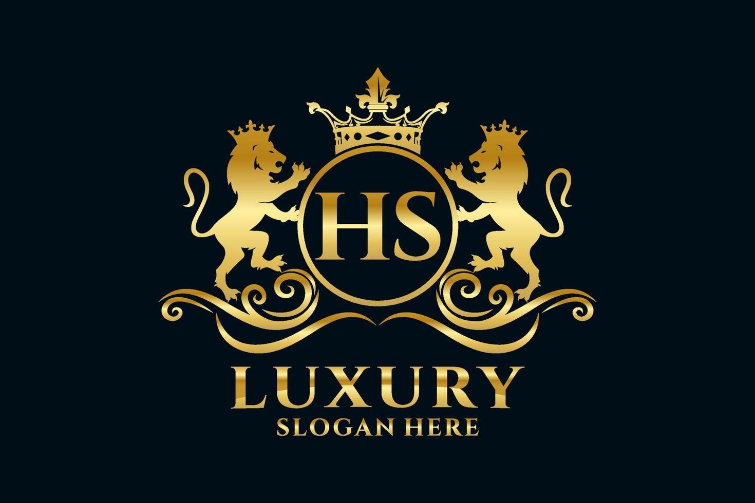 Initial HS Letter Lion Royal Luxury Logo template in vector art for luxurious branding projects and other vector illustration.