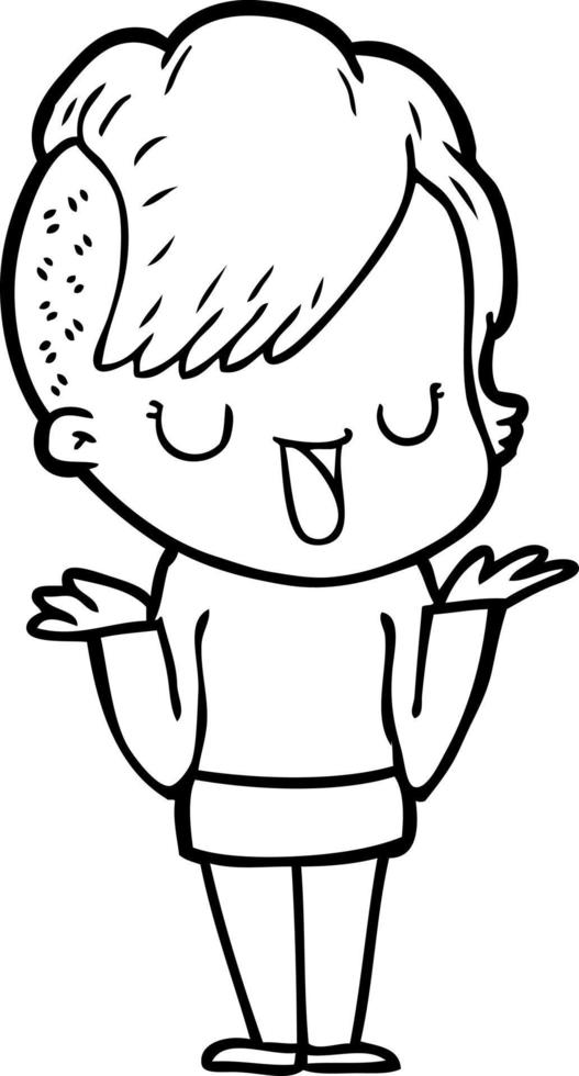 cute cartoon girl with hipster haircut vector