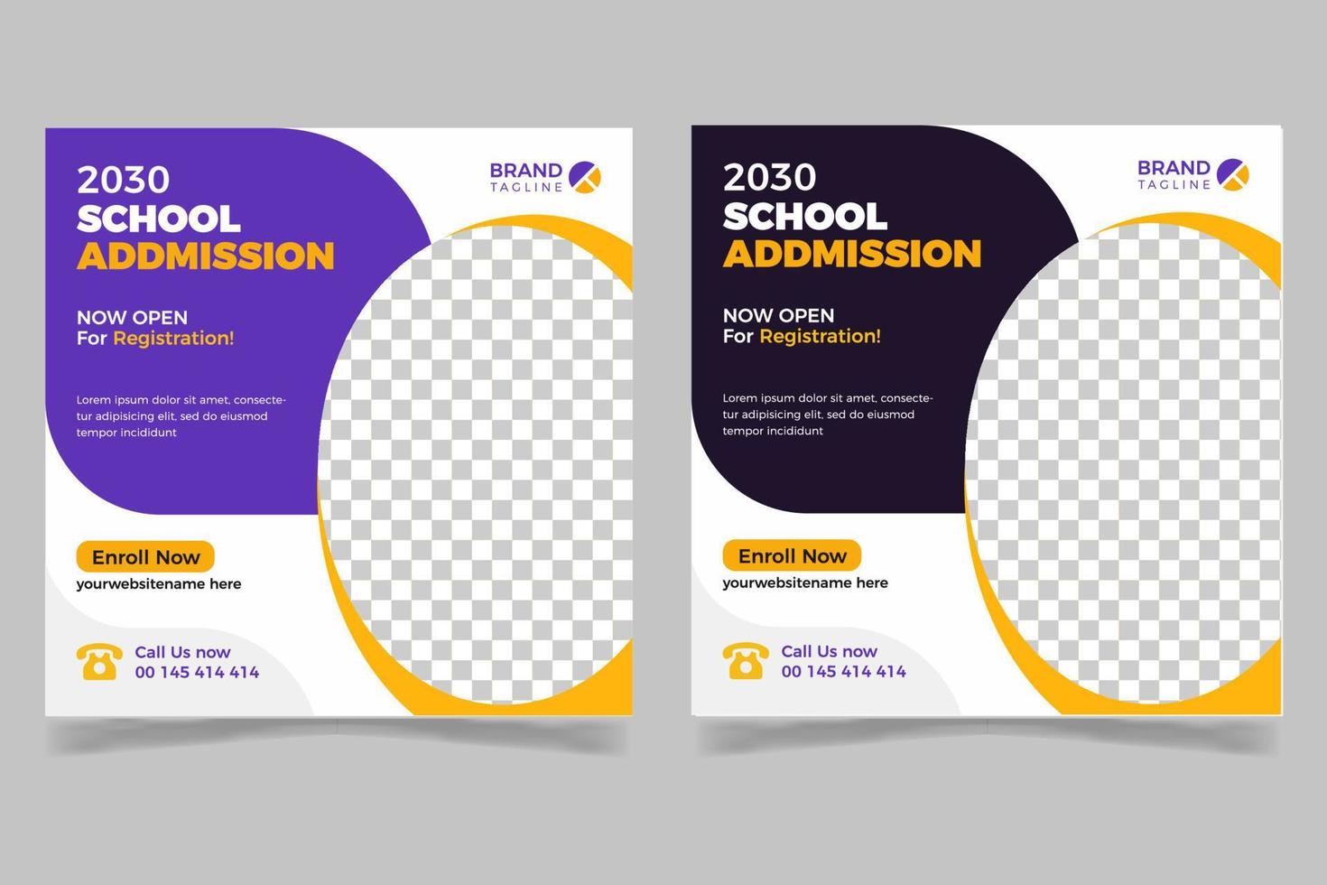 School admission social media post and web banner template, admission post banner design vector