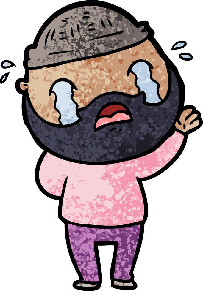 cartoon bearded man crying vector