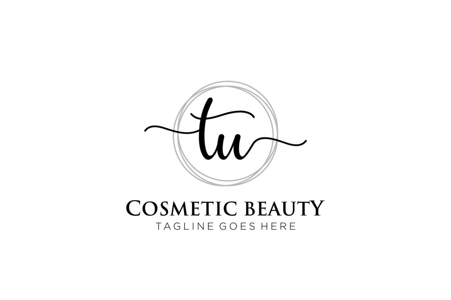 initial TU Feminine logo beauty monogram and elegant logo design, handwriting logo of initial signature, wedding, fashion, floral and botanical with creative template. vector