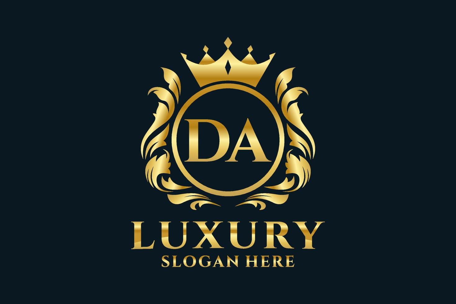 Initial DA Letter Royal Luxury Logo template in vector art for luxurious branding projects and other vector illustration.