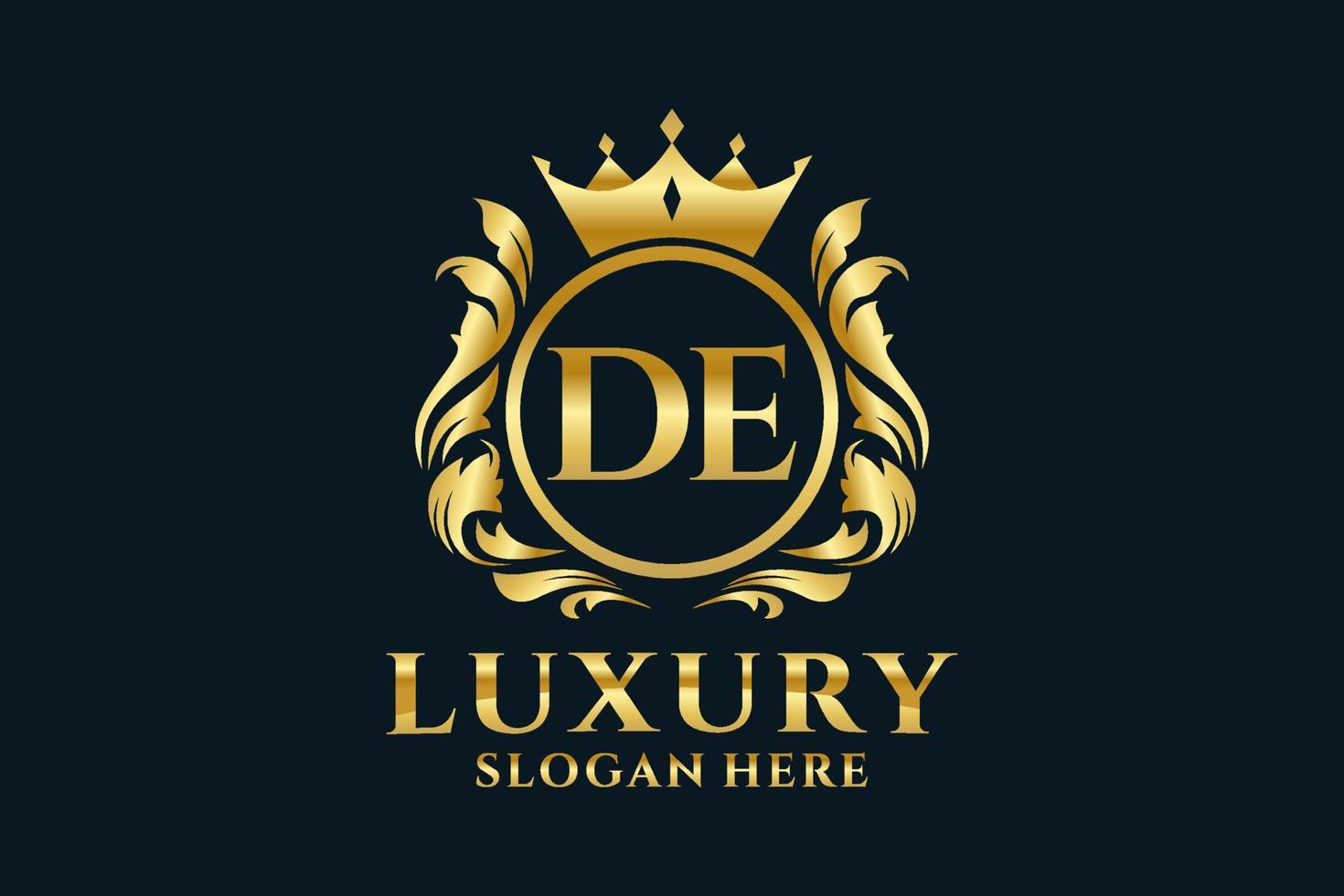 Initial DE Letter Royal Luxury Logo template in vector art for luxurious branding projects and other vector illustration.