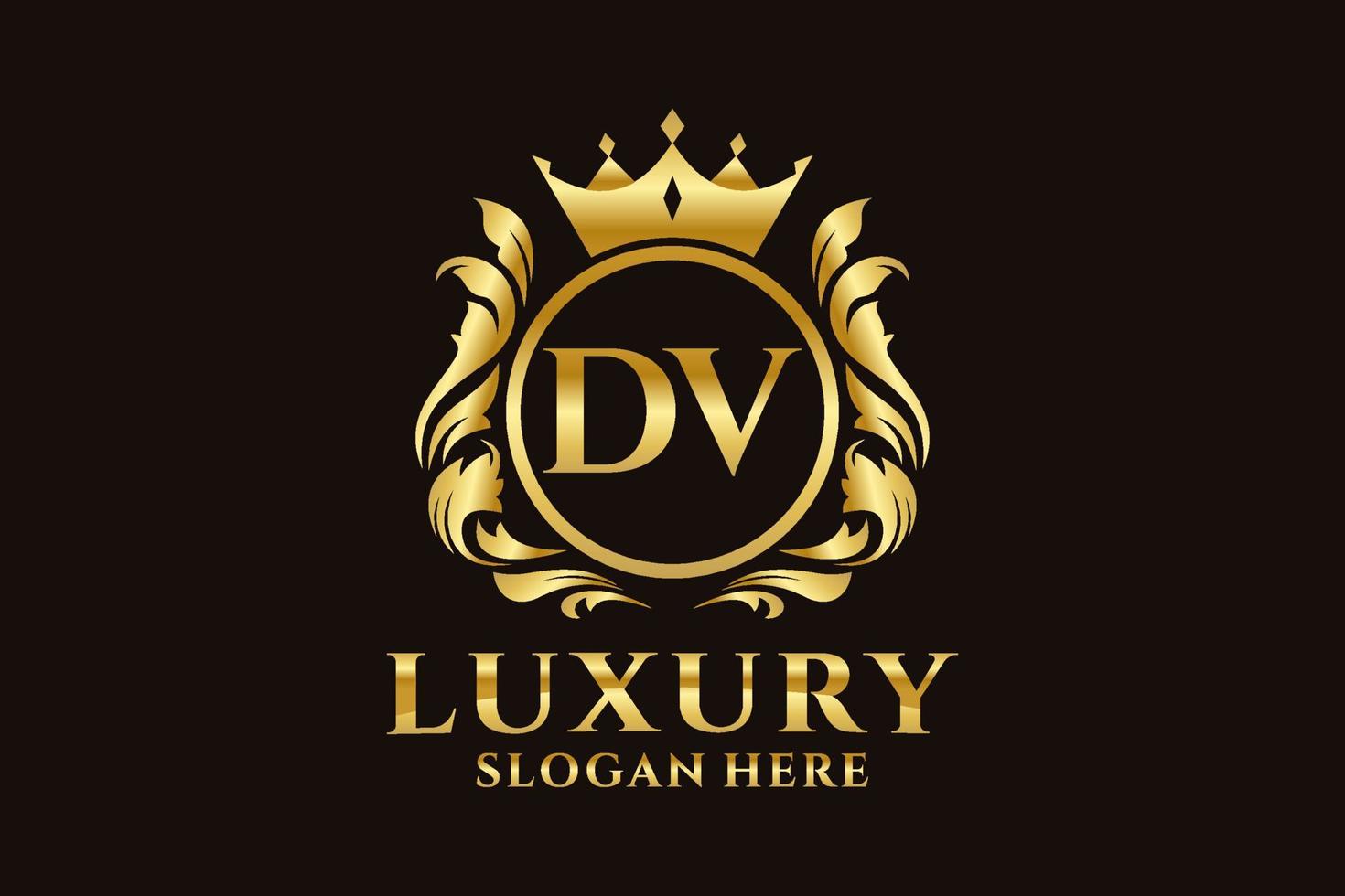 Initial DV Letter Royal Luxury Logo template in vector art for luxurious branding projects and other vector illustration.