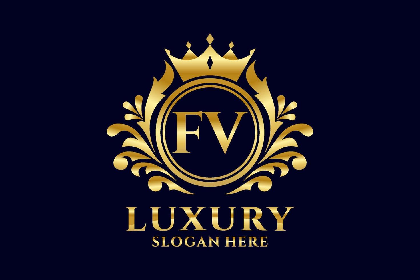 Initial FV Letter Royal Luxury Logo template in vector art for luxurious branding projects and other vector illustration.