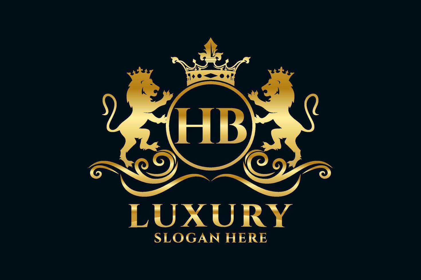 Initial HB Letter Lion Royal Luxury Logo template in vector art for luxurious branding projects and other vector illustration.