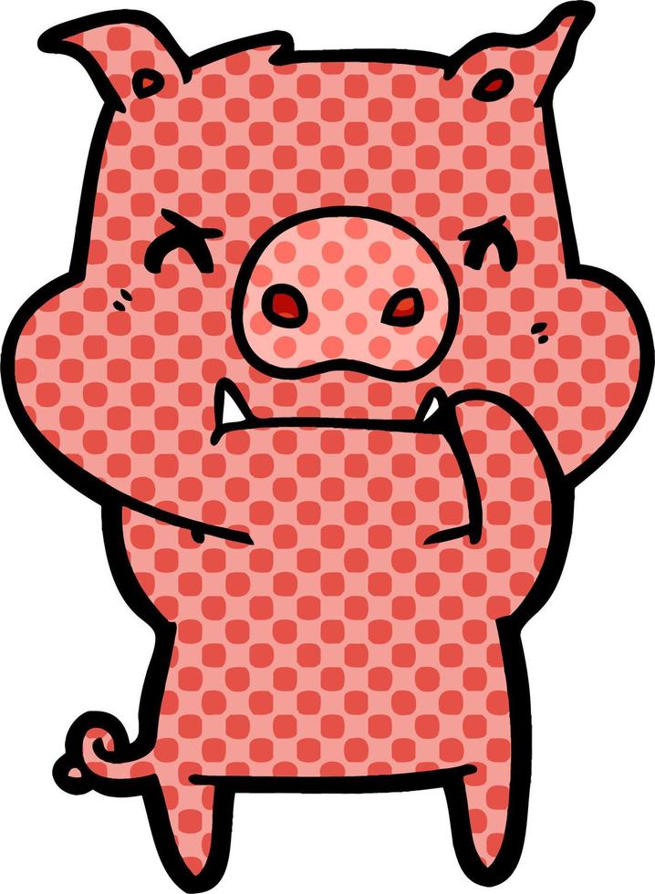 angry cartoon pig vector