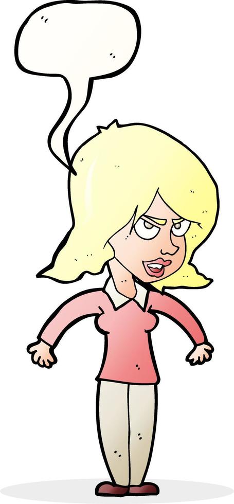 cartoon mean woman with speech bubble vector