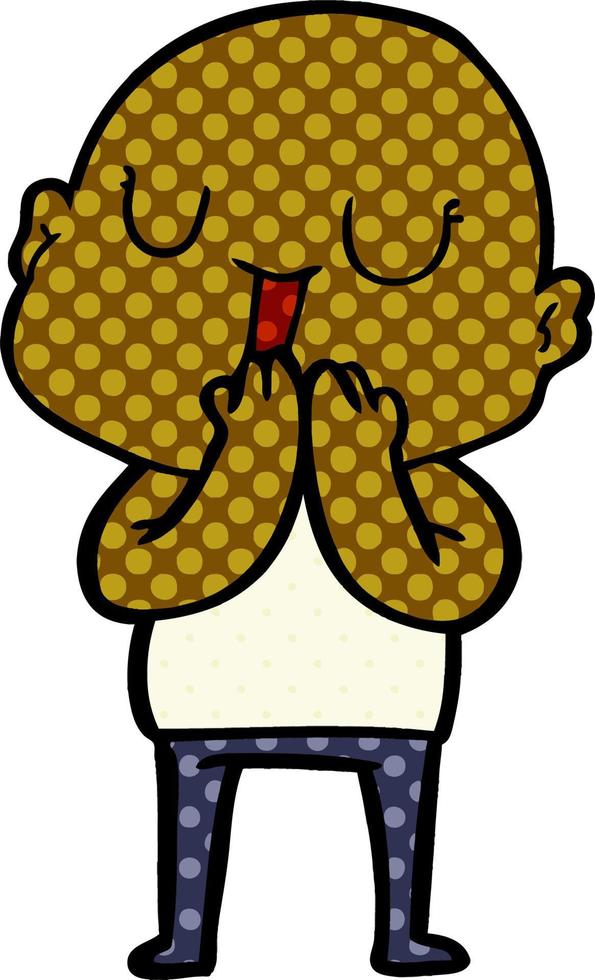 happy cartoon bald man vector