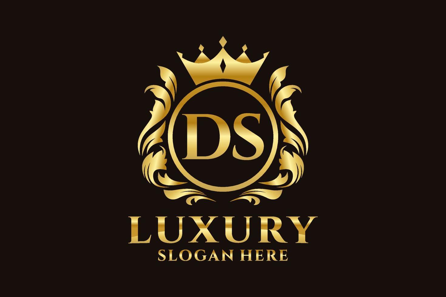 Initial DS Letter Royal Luxury Logo template in vector art for luxurious branding projects and other vector illustration.