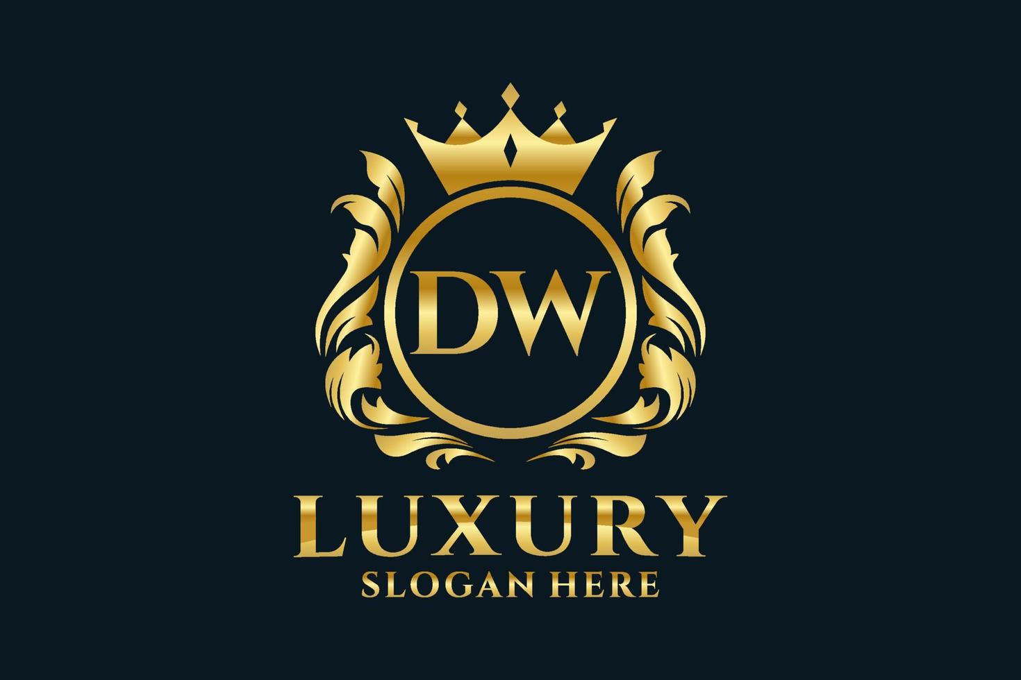 Initial DW Letter Royal Luxury Logo template in vector art for luxurious branding projects and other vector illustration.