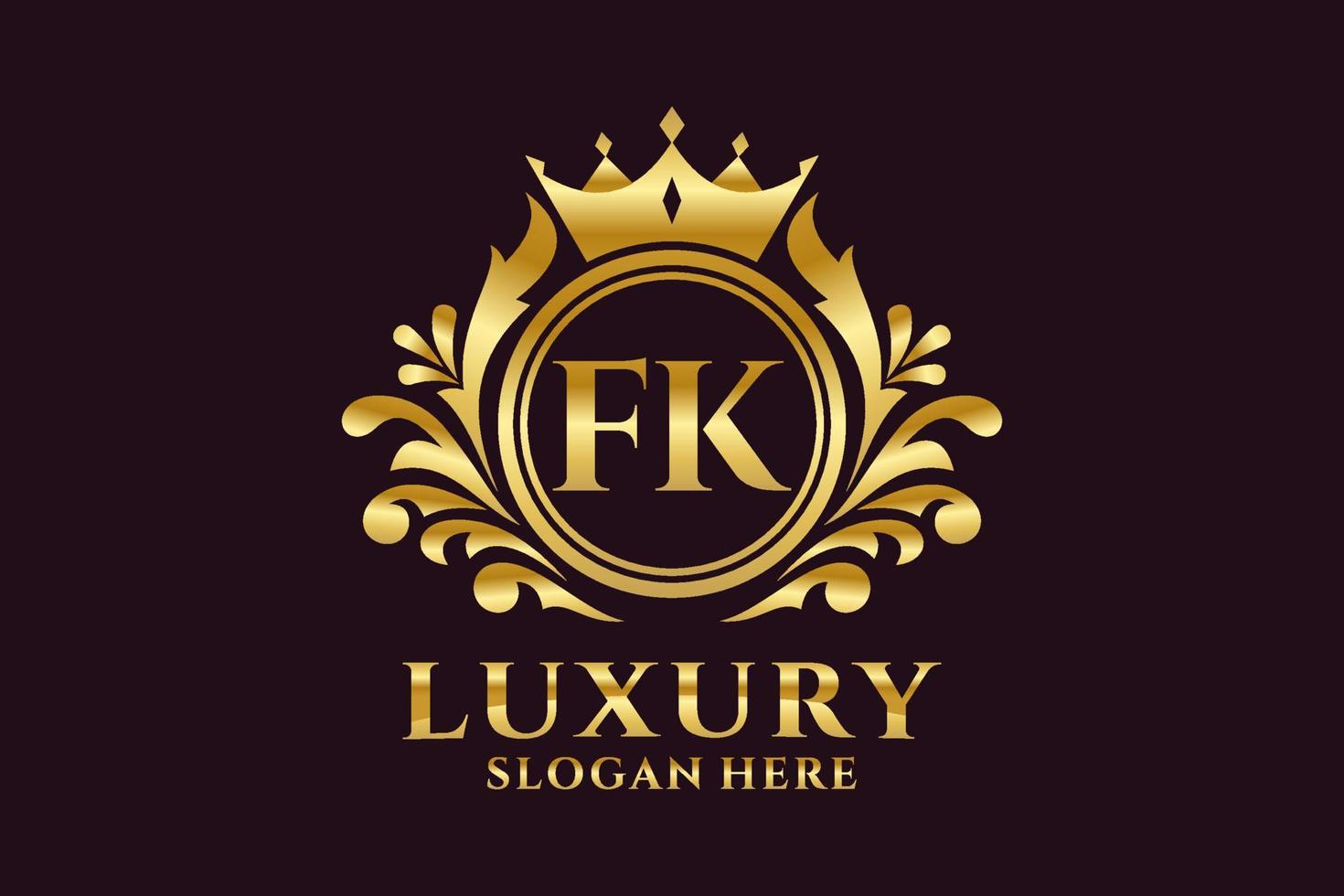 Initial FK Letter Royal Luxury Logo template in vector art for luxurious branding projects and other vector illustration.