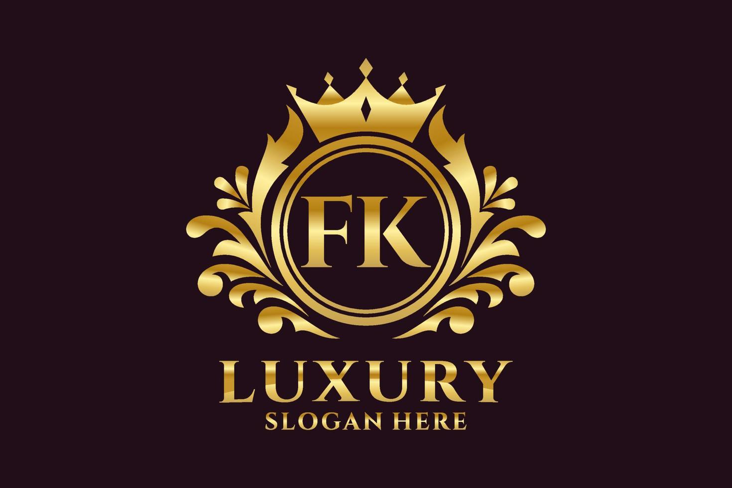 Initial FK Letter Royal Luxury Logo template in vector art for luxurious branding projects and other vector illustration.