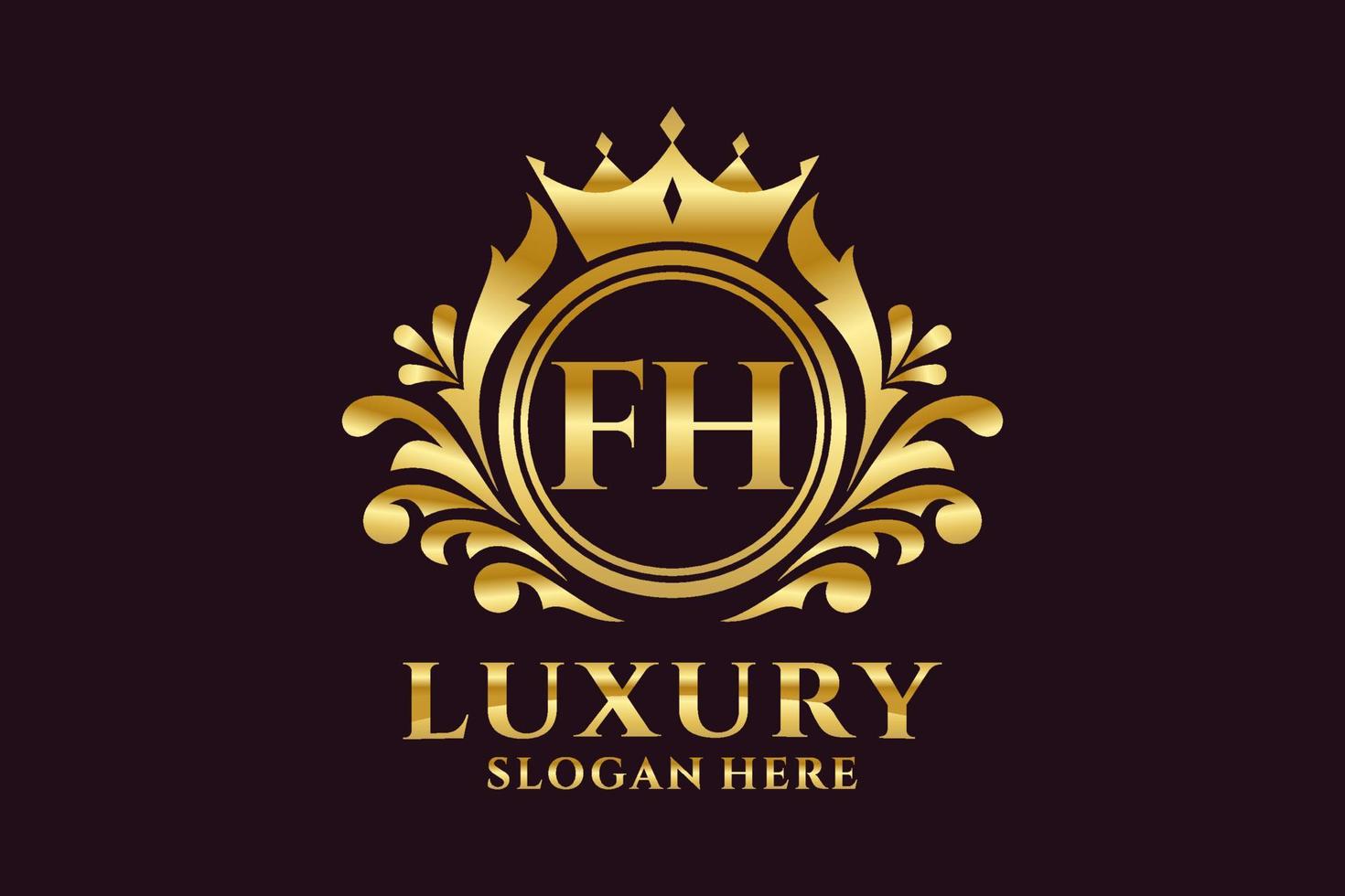 Initial FH Letter Royal Luxury Logo template in vector art for luxurious branding projects and other vector illustration.