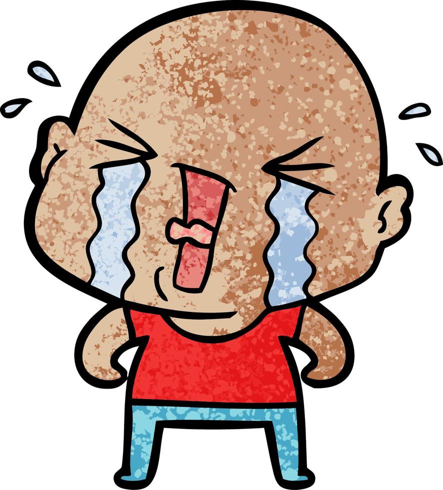 cartoon crying bald man vector
