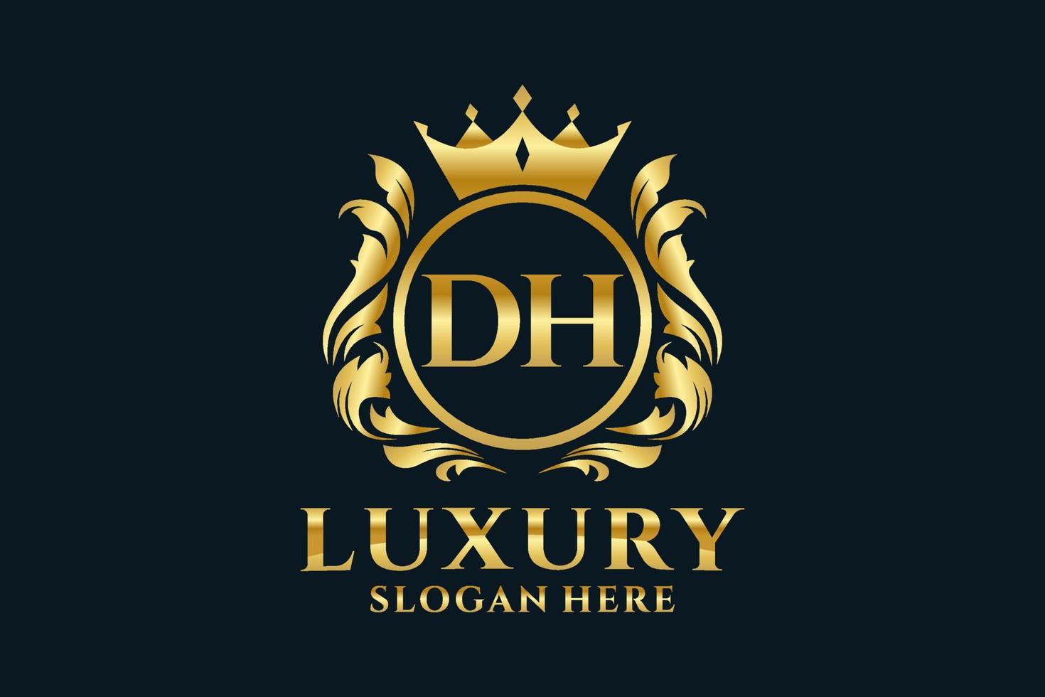 Initial DH Letter Royal Luxury Logo template in vector art for luxurious branding projects and other vector illustration.