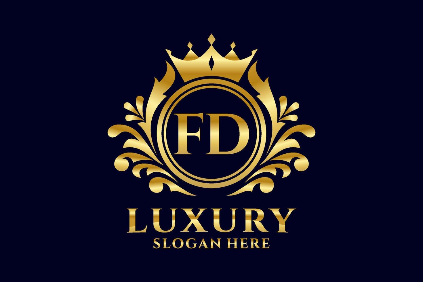 Initial FD Letter Royal Luxury Logo template in vector art for luxurious branding projects and other vector illustration.