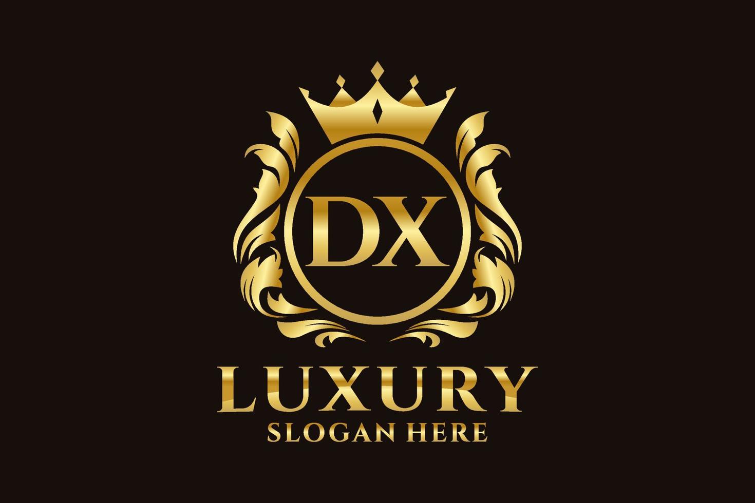Initial DX Letter Royal Luxury Logo template in vector art for luxurious branding projects and other vector illustration.