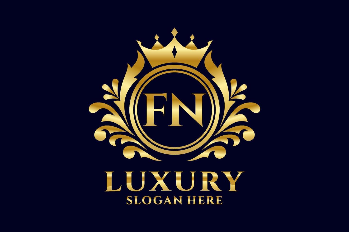 Initial FN Letter Royal Luxury Logo template in vector art for luxurious branding projects and other vector illustration.