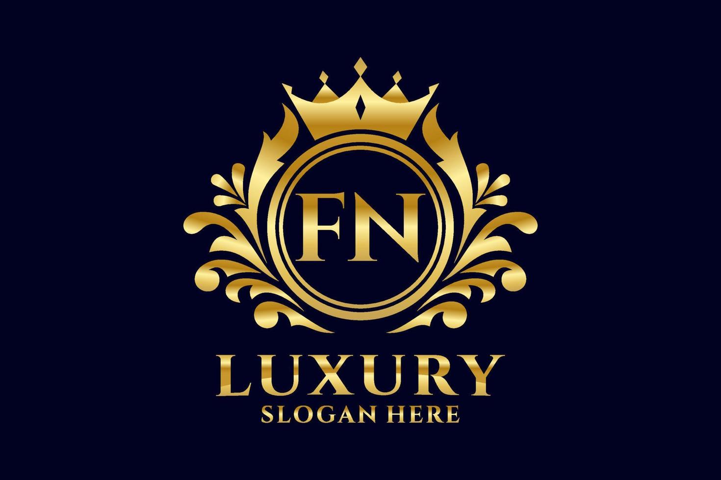 Initial FN Letter Royal Luxury Logo template in vector art for luxurious branding projects and other vector illustration.