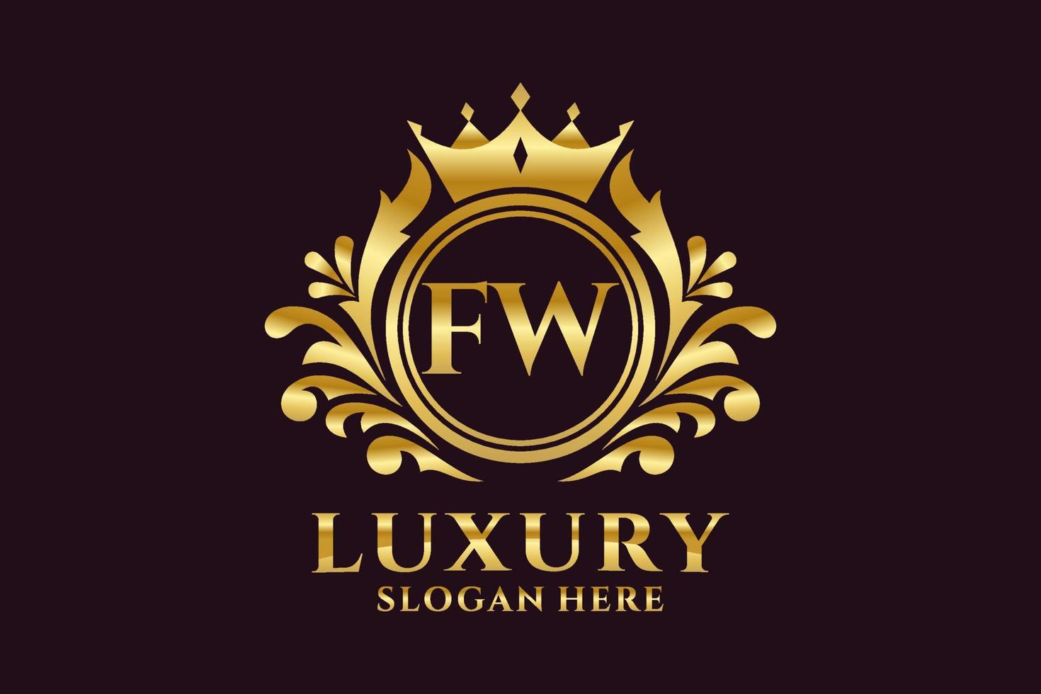 Initial FW Letter Royal Luxury Logo template in vector art for luxurious branding projects and other vector illustration.