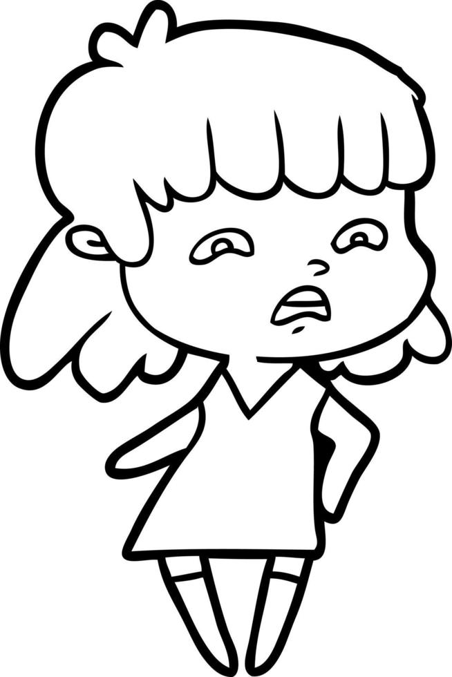 cartoon worried woman vector