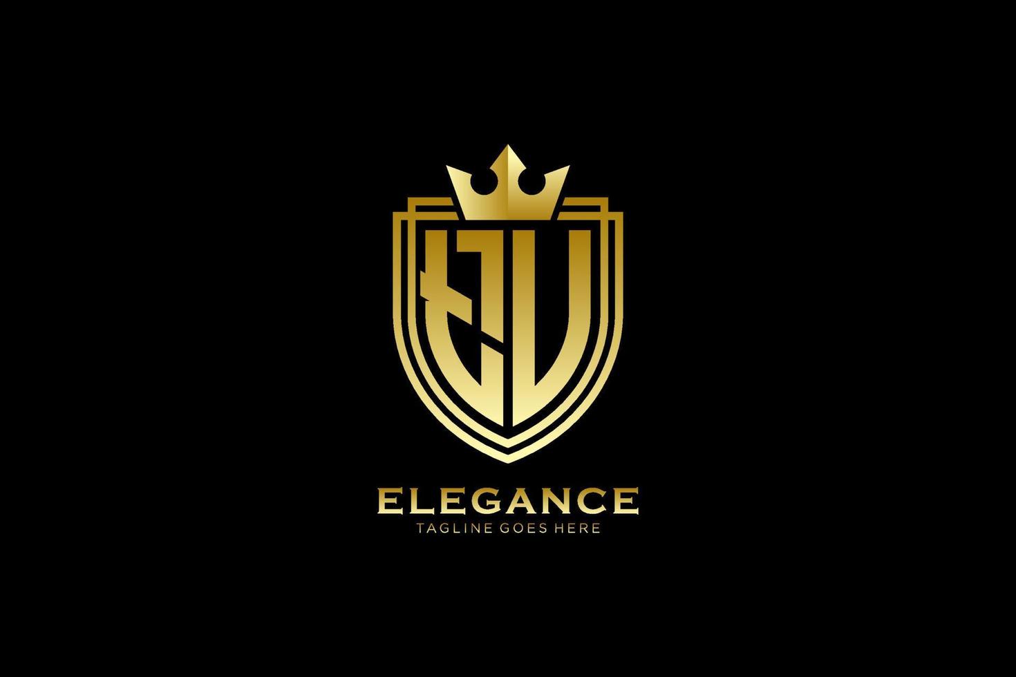 initial TU elegant luxury monogram logo or badge template with scrolls and royal crown - perfect for luxurious branding projects vector