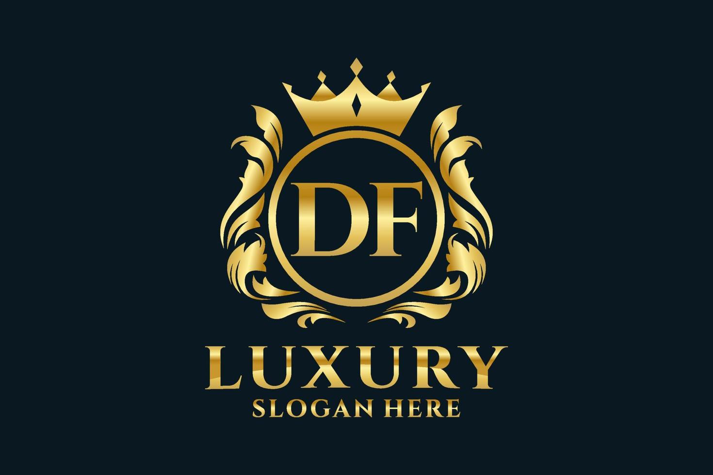 Initial DF Letter Royal Luxury Logo template in vector art for luxurious branding projects and other vector illustration.