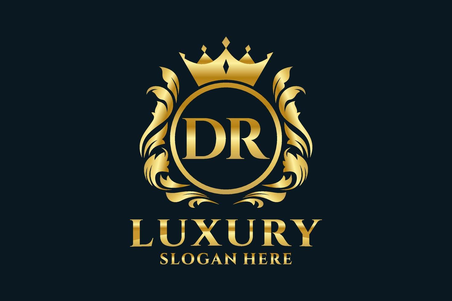 Initial DR Letter Royal Luxury Logo template in vector art for luxurious branding projects and other vector illustration.