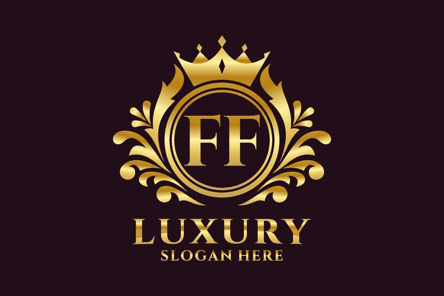 Initial FF Letter Royal Luxury Logo template in vector art for luxurious branding projects and other vector illustration.