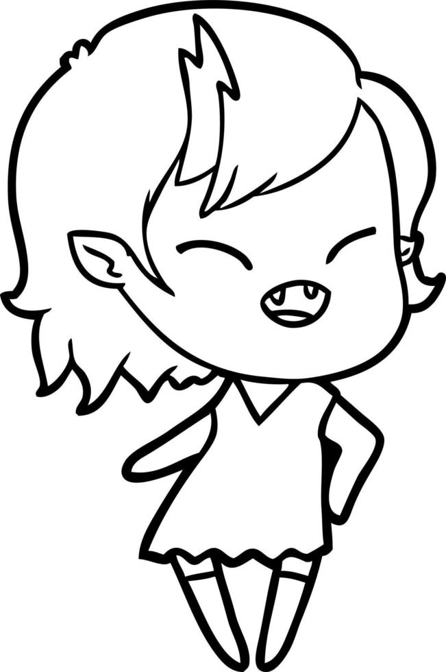 cartoon laughing vampire girl vector