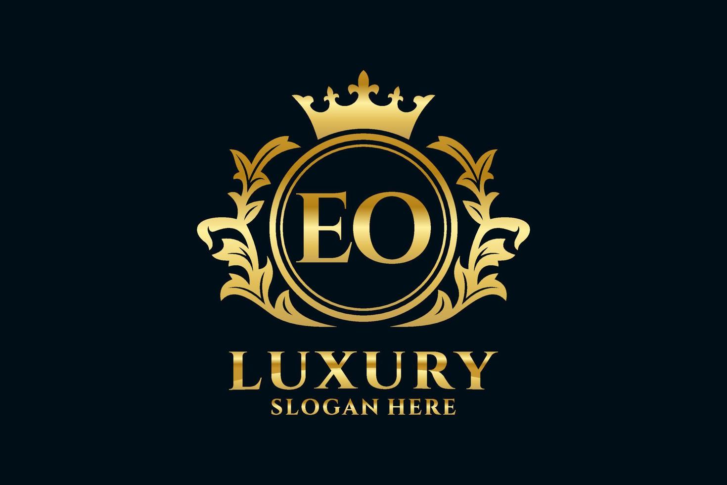 Initial EO Letter Royal Luxury Logo template in vector art for luxurious branding projects and other vector illustration.